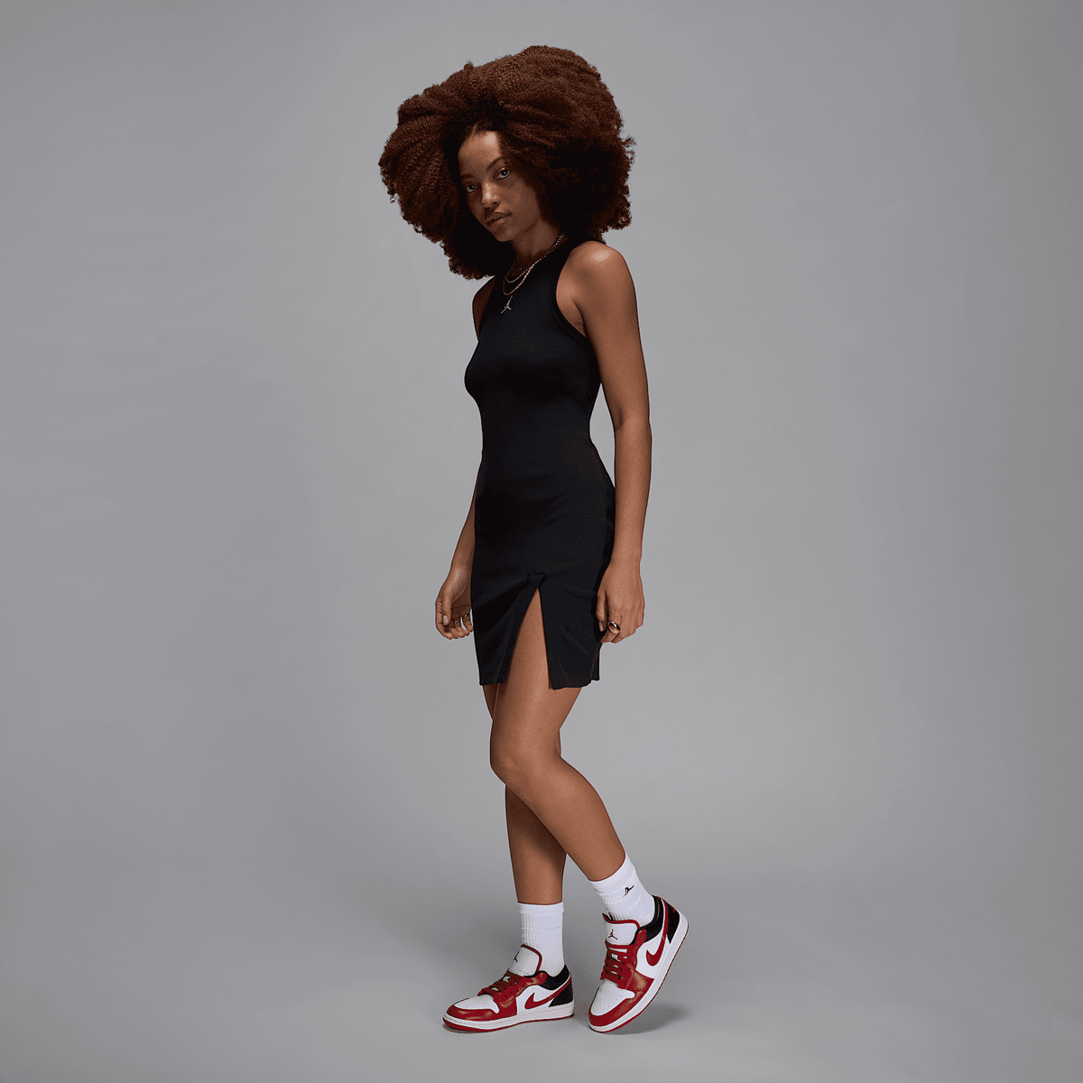 Air Jordan 1 Low White Black Sail Gym Red Women's - on-model view