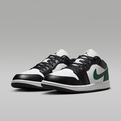 Air Jordan 1 Low Black Gorge Green Summit White Men's - angled view of the pair