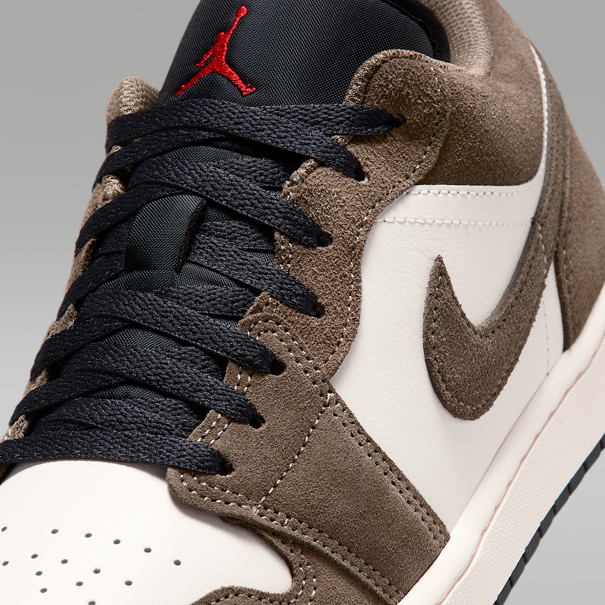 Air Jordan 1 Low Palomino Phantom Sail Black Men's - upper detail