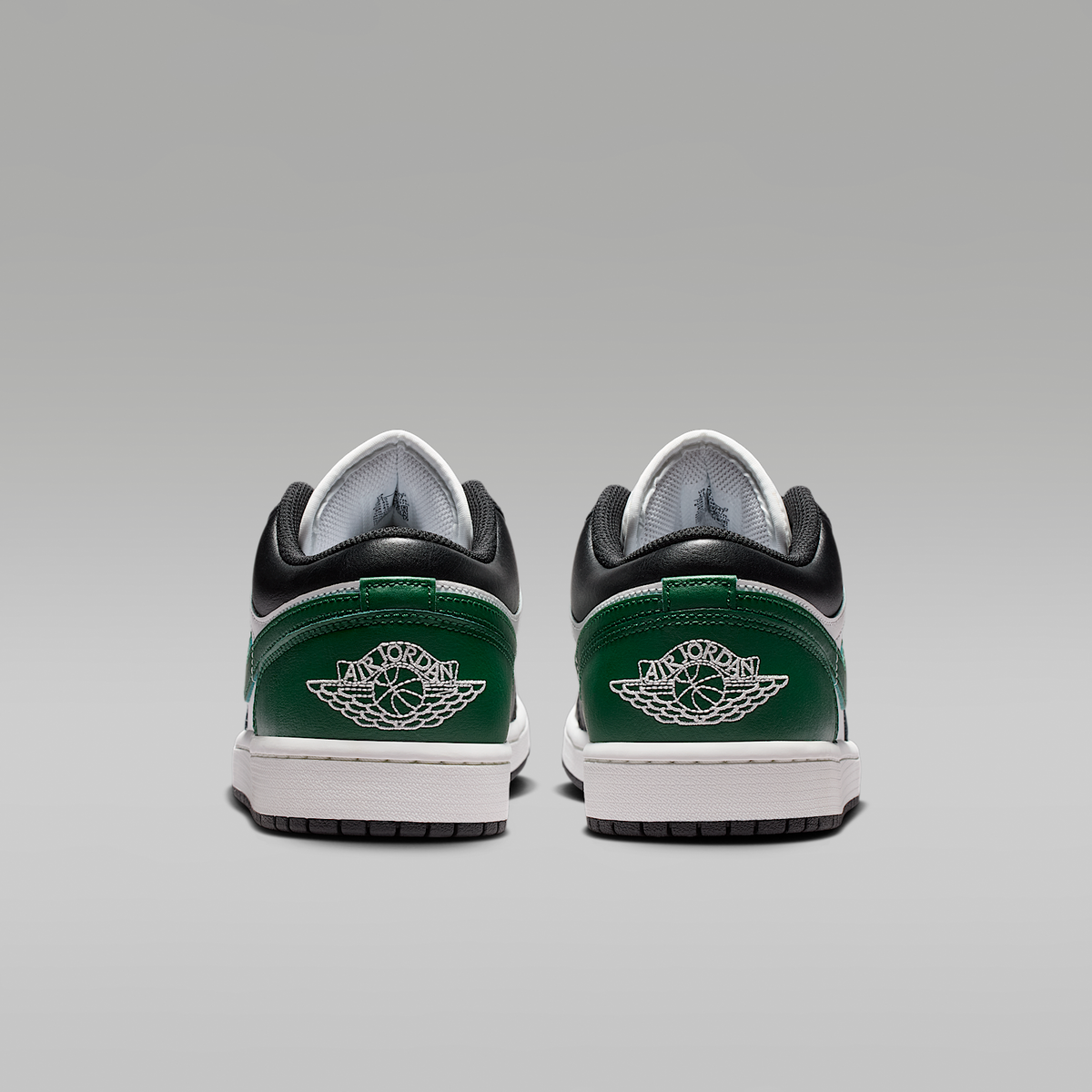 Air Jordan 1 Low Black Gorge Green Summit White Men's - rear view of the pair