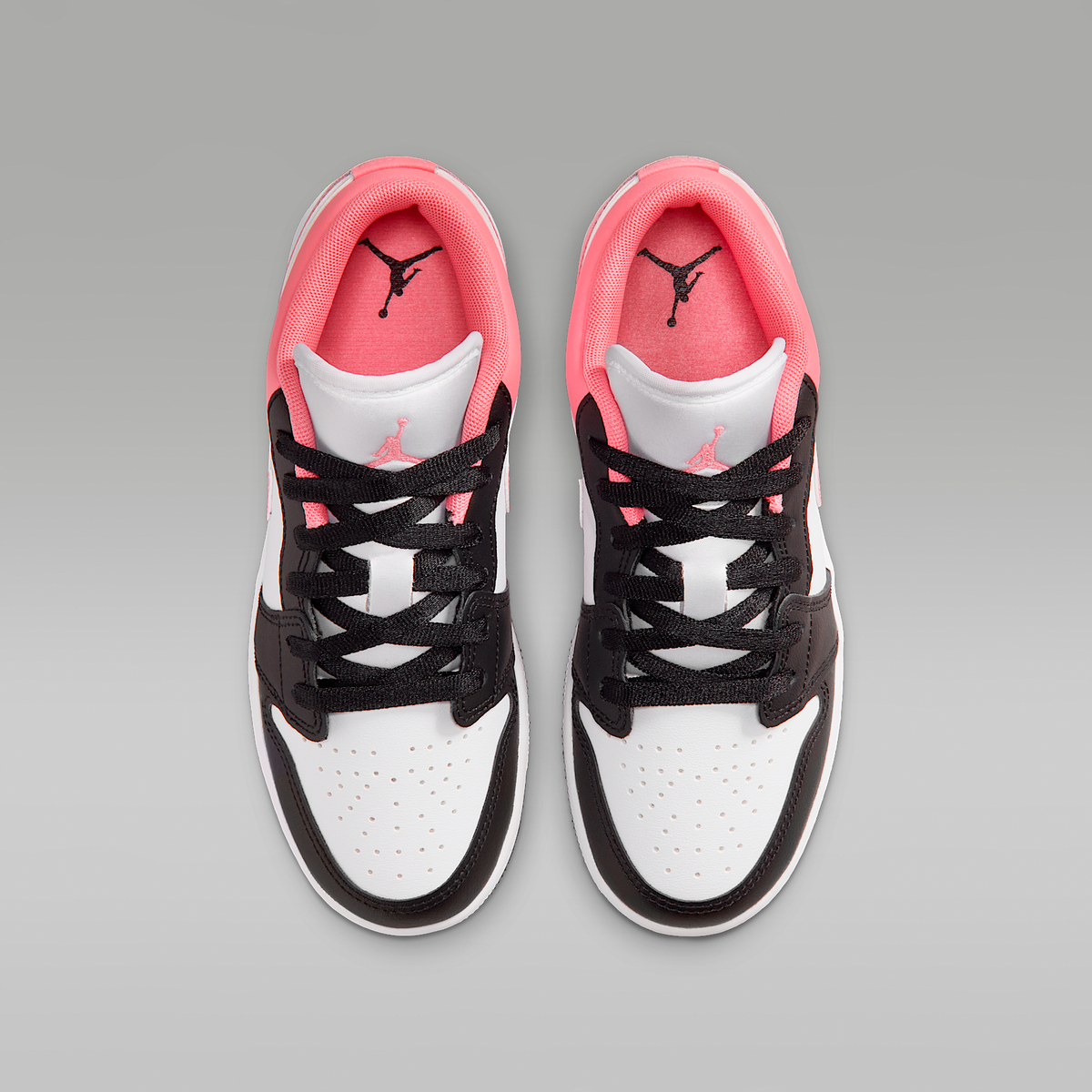 Air Jordan 1 Low Black White Pink Gaze Big Kids' - top view of the pair