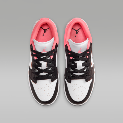 Air Jordan 1 Low Black White Pink Gaze Big Kids' - top view of the pair