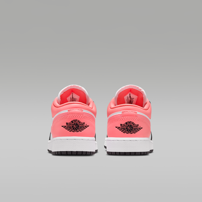 Air Jordan 1 Low Black White Pink Gaze Big Kids' - rear view of the pair