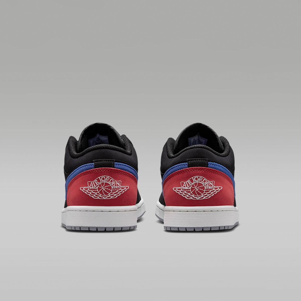 Air Jordan 1 Low Black True Blue Varsity Red Summit White Men's - rear view of the pair
