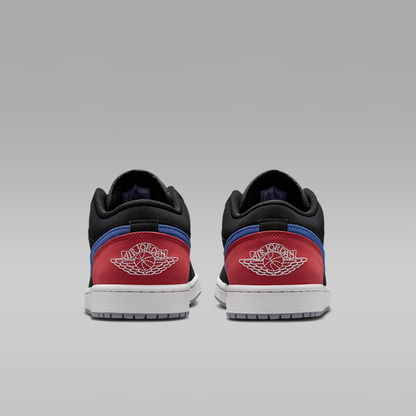 Air Jordan 1 Low Black True Blue Varsity Red Summit White Men's - rear view of the pair