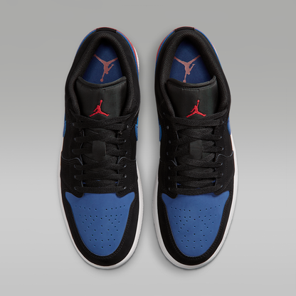 Air Jordan 1 Low Black True Blue Varsity Red Summit White Men's - top view of the pair