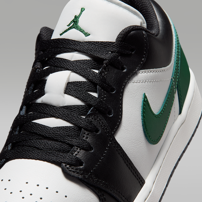 Air Jordan 1 Low Black Gorge Green Summit White Men's - upper detail