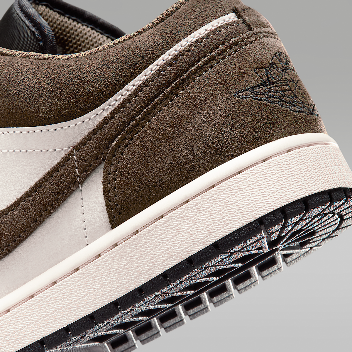Air Jordan 1 Low Palomino Phantom Sail Black Men's - heel and outsole detail
