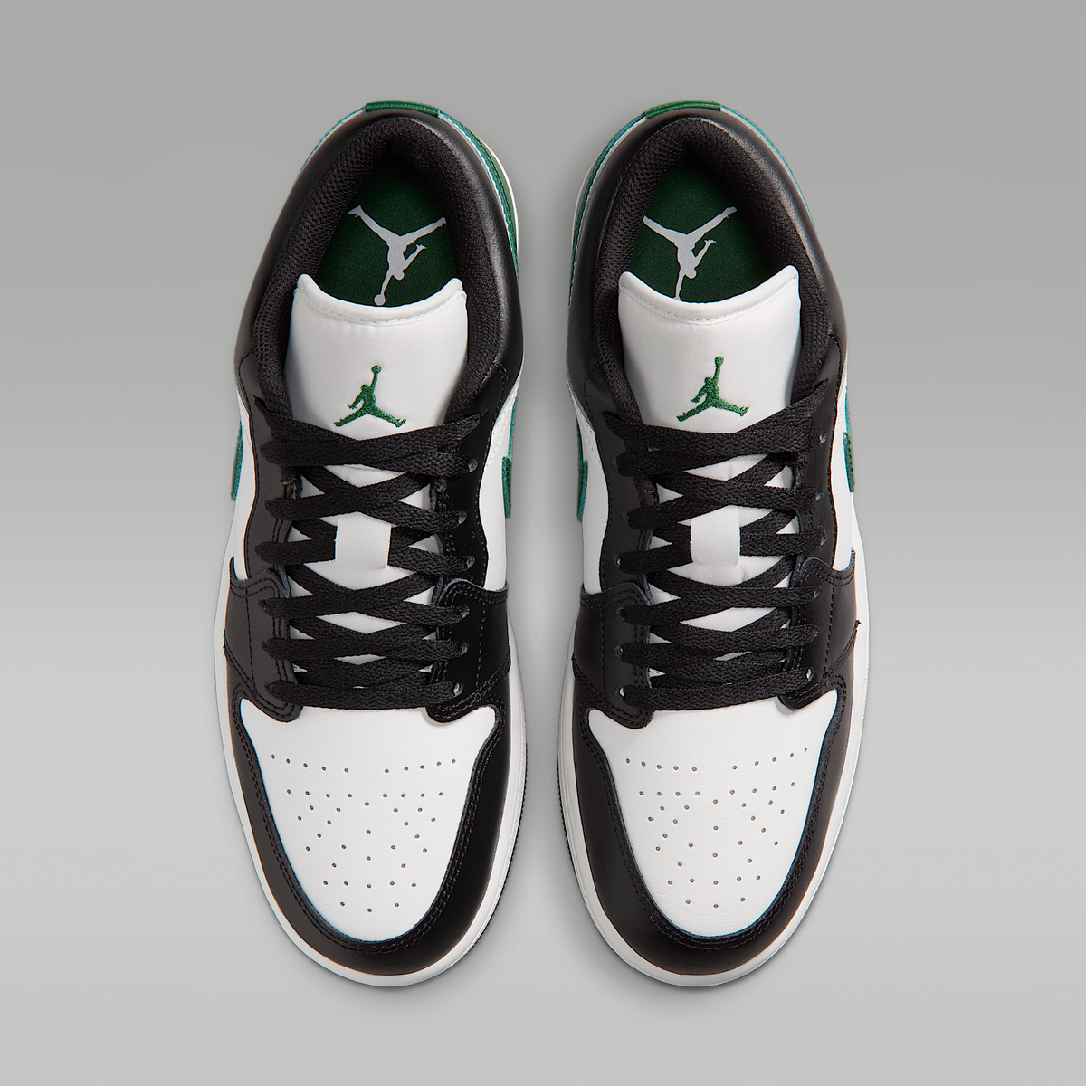 Air Jordan 1 Low Black Gorge Green Summit White Men's - top view of the pair