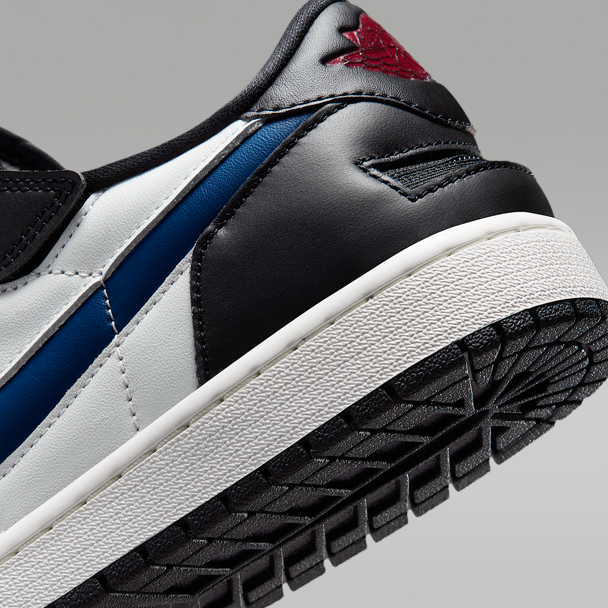 Air Jordan 1 Low EasyOn Black True Blue Summit White Varsity Red Men's - heel and outsole detail