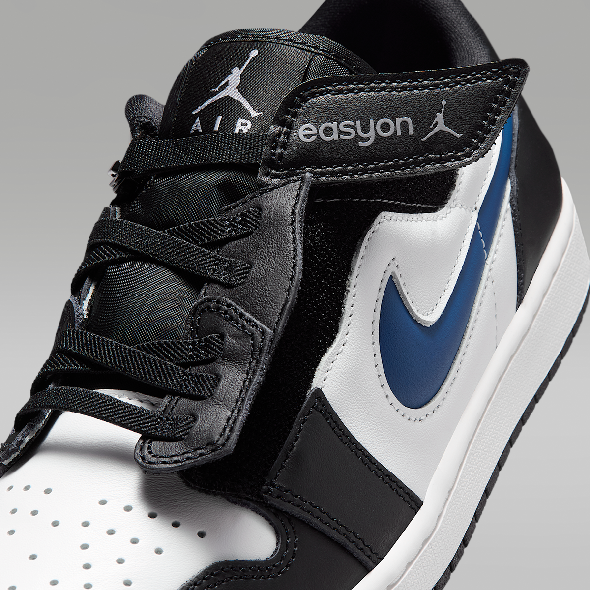 Air Jordan 1 Low EasyOn Black True Blue Summit White Varsity Red Men's - upper detail