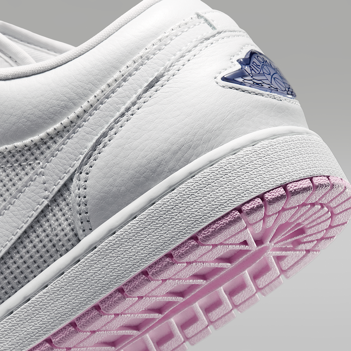 Air Jordan 1 Low SE Summit White Light Arctic Pink Silver Men's - heel and outsole detail