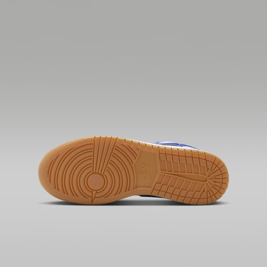 Air Jordan 1 Low SE White Old Royal Gum Yellow University Red Big Kids' - outsole view