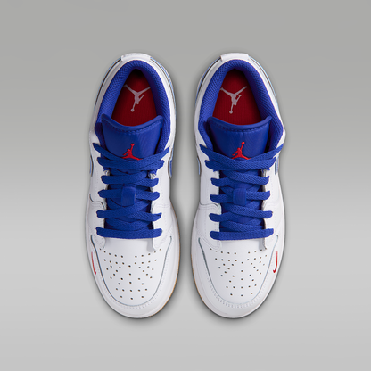 Air Jordan 1 Low SE White Old Royal Gum Yellow University Red Big Kids' - top view of the pair