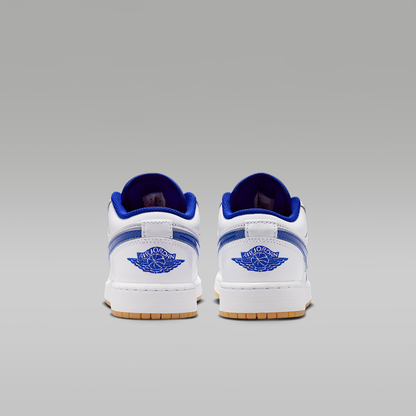 Air Jordan 1 Low SE White Old Royal Gum Yellow University Red Big Kids' - rear view of the pair