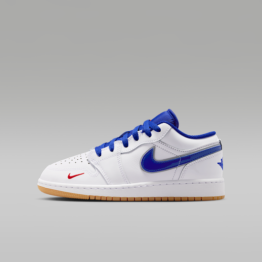 Air Jordan 1 Low SE White Old Royal Gum Yellow University Red Big Kids' - side view