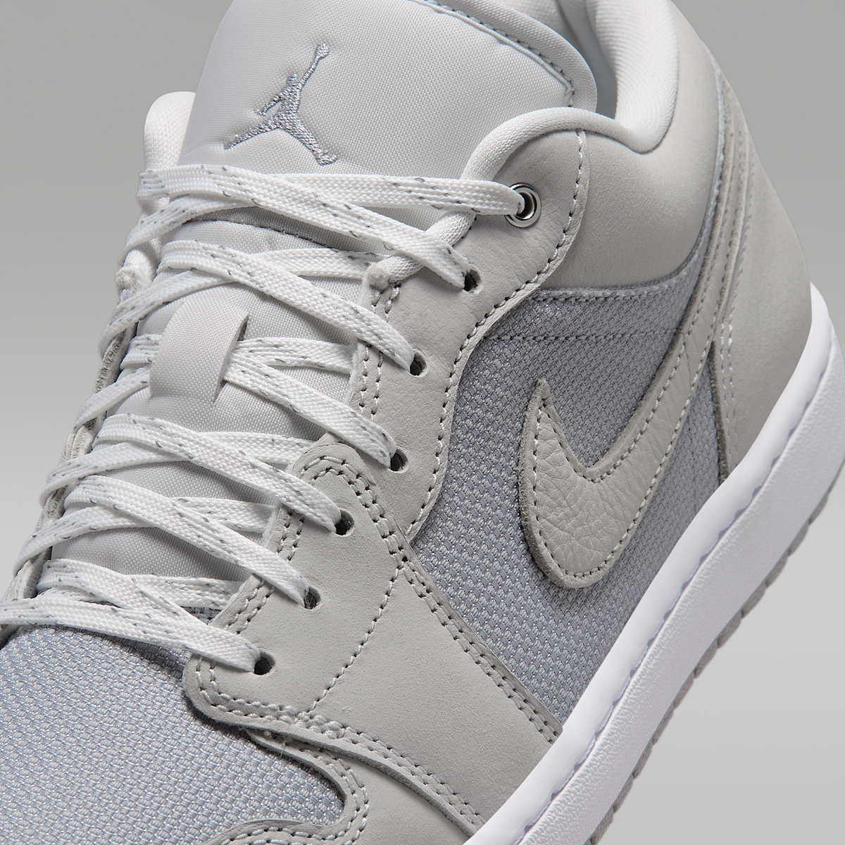 Air Jordan 1 Low SE Off White Soft Pearl Light Smoke Grey Men's - upper detail