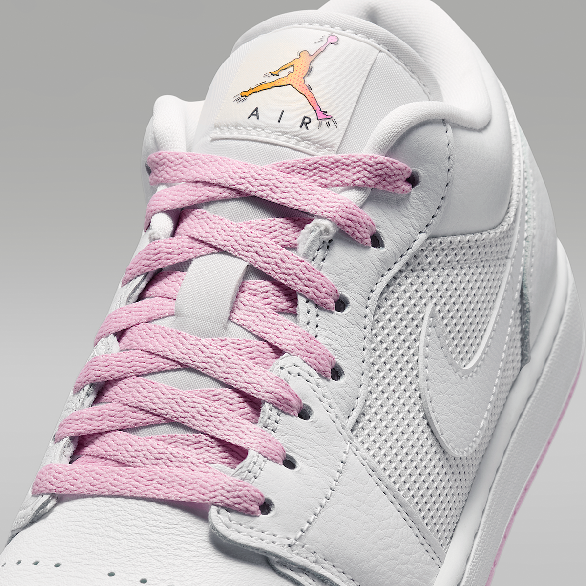 Air Jordan 1 Low SE Summit White Light Arctic Pink Silver Men's - upper detail