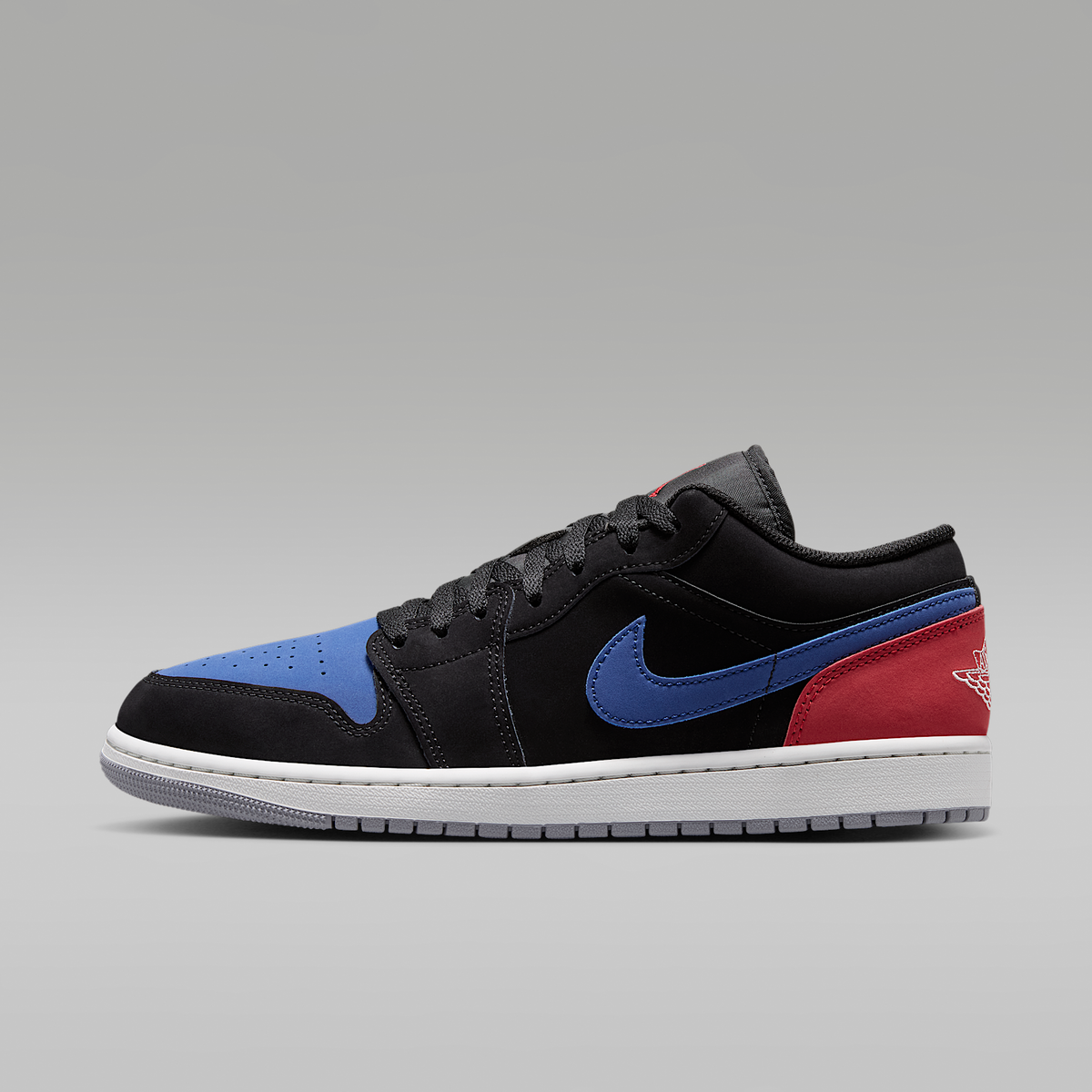 Air Jordan 1 Low Black True Blue Varsity Red Summit White Men's - side view