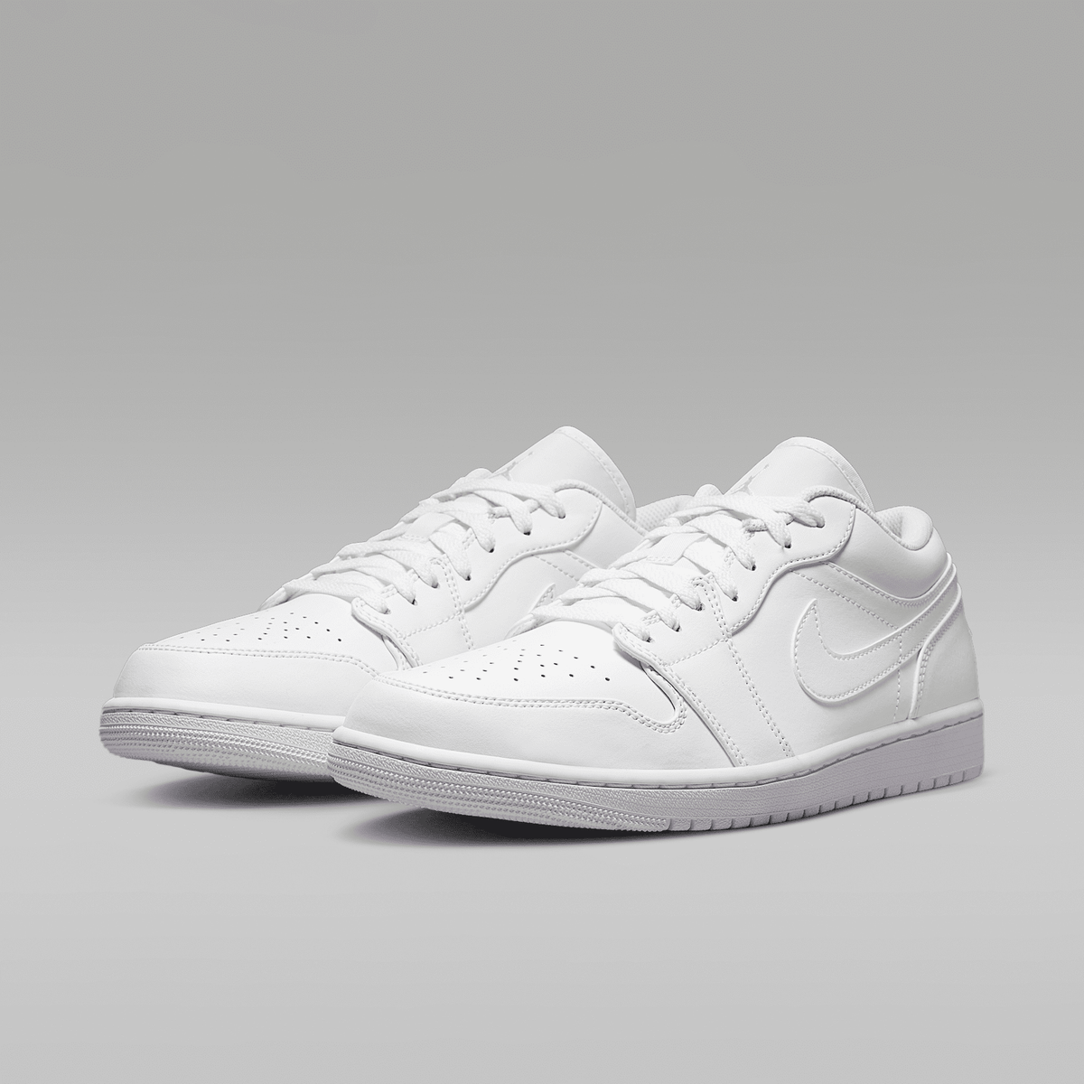 Air Jordan 1 Low White White White Men's - angled view of the pair