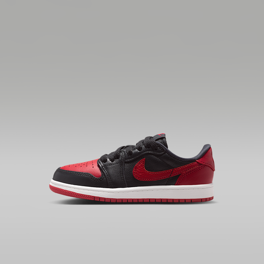 Jordan 1 Retro Low OG "Banned" Black Varsity Red Summit White Black Little Kids' - side view