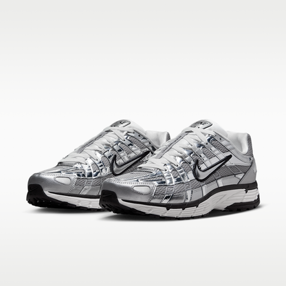 Nike P-6000 Metallic Silver Sail Black Unisex - pair at an angle