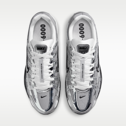 Nike P-6000 Metallic Silver Sail Black Unisex - top view of pair
