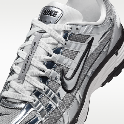 Nike P-6000 Metallic Silver Sail Black Unisex - laces and upper detail