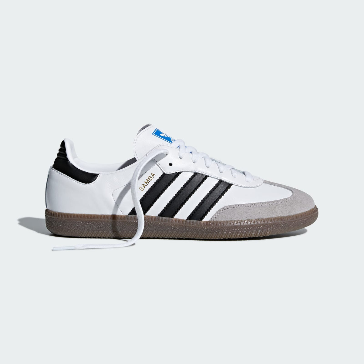 adidas Samba OG Cloud White Core Black Gum Unisex - side view with loose laces