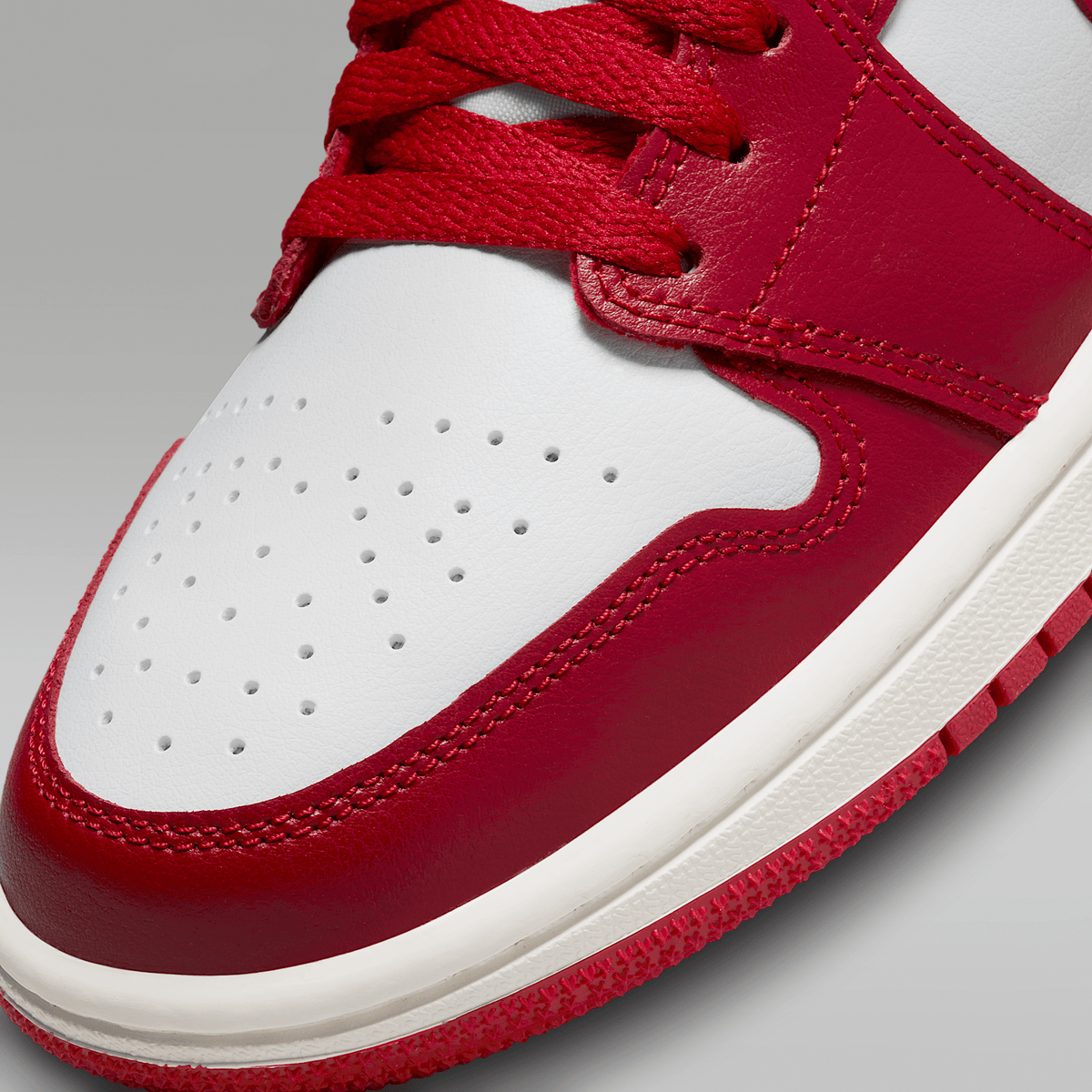 Air Jordan 1 Low White Black Sail Gym Red Women's - upper detail