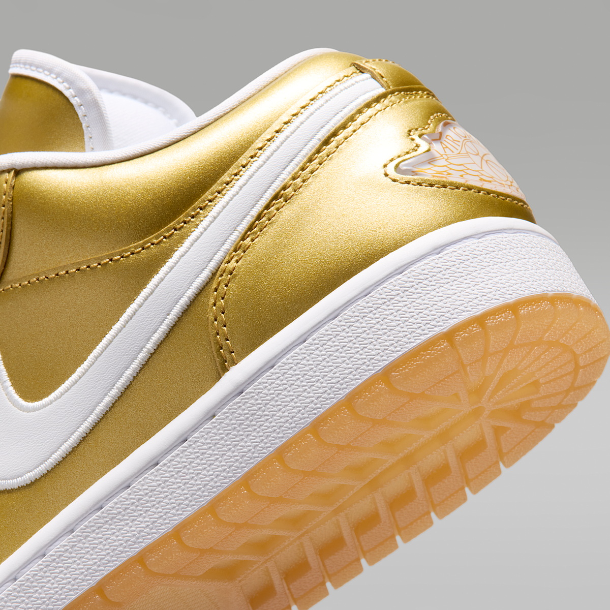Air Jordan 1 Low Gold White Gum Yellow Gold Women's - heel and outsole detail