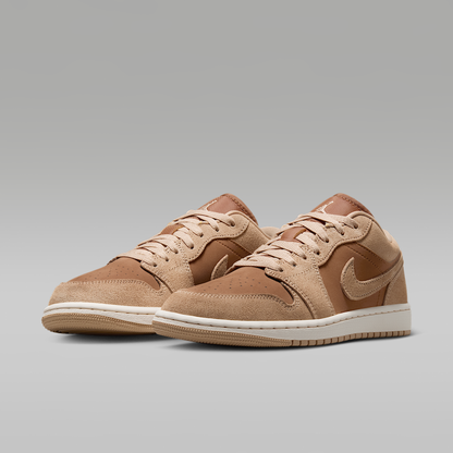 Air Jordan 1 Low Legend Medium Brown Chalk Light British Tan Women's - angled view of the pair