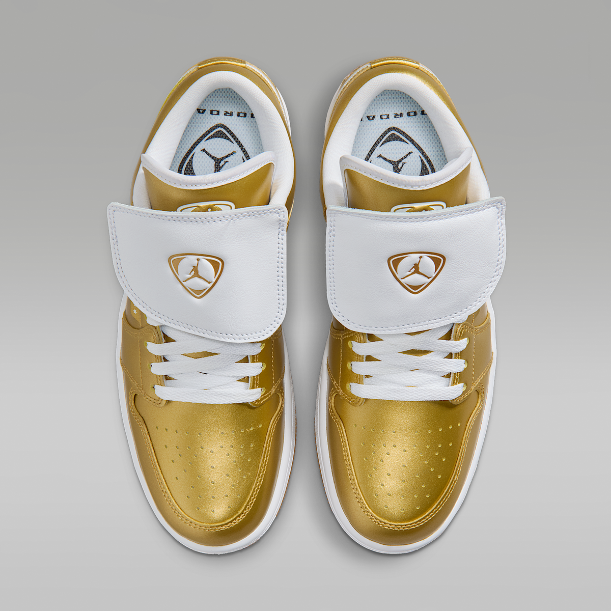 Air Jordan 1 Low Gold White Gum Yellow Gold Women's - top view of the pair