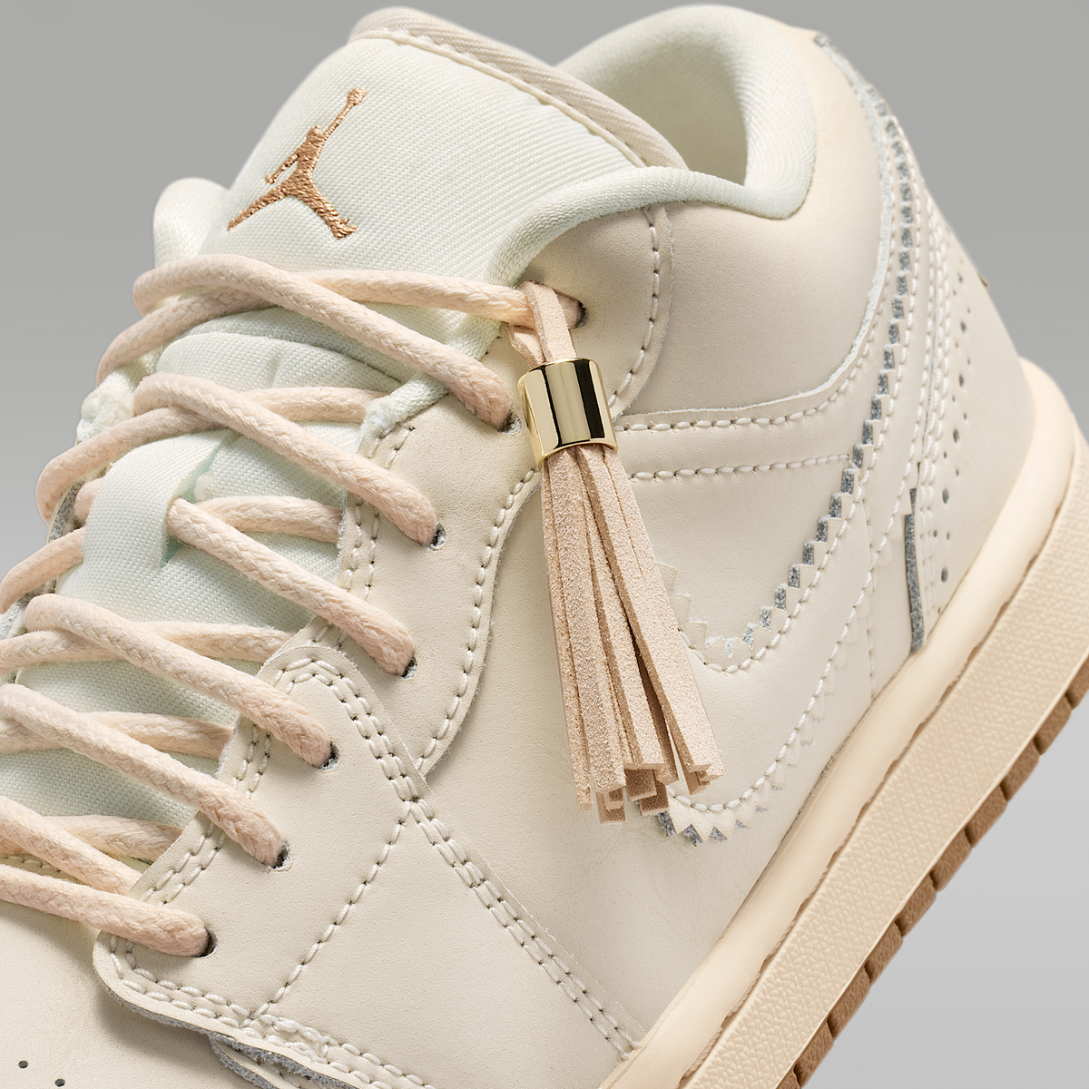 Air Jordan 1 Low SE Chalk Metallic Gold Pearl White Chalk Women's - lace charm detail
