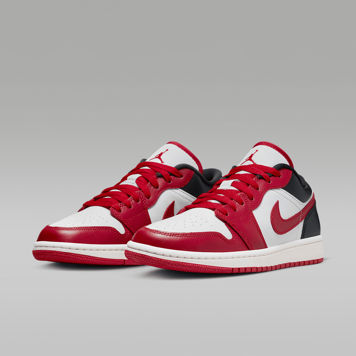 Air Jordan 1 Low White Black Sail Gym Red Women's - angled view of the pair