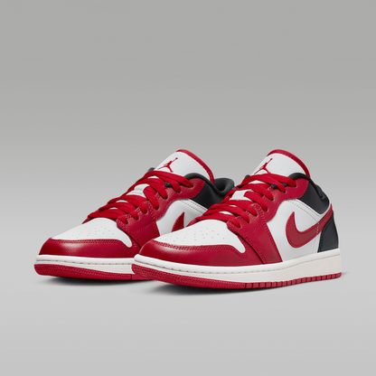 Air Jordan 1 Low White Black Sail Gym Red Women's - angled view of the pair