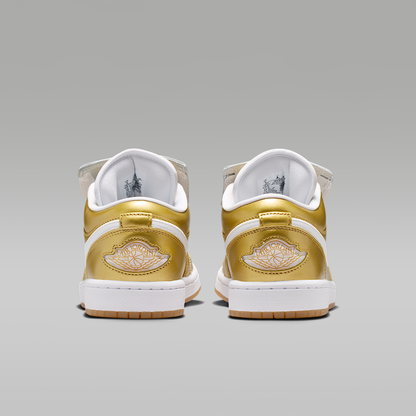Air Jordan 1 Low Gold White Gum Yellow Gold Women's - rear view of the pair