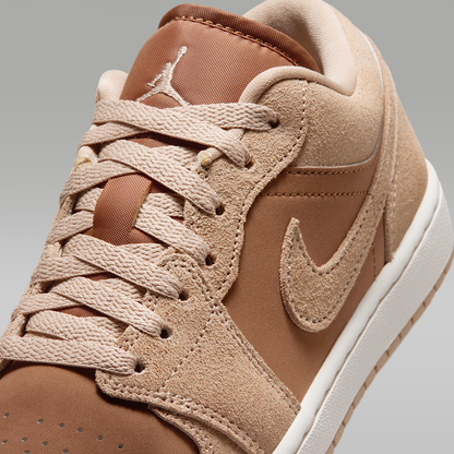 Air Jordan 1 Low Legend Medium Brown Chalk Light British Tan Women's - upper detail