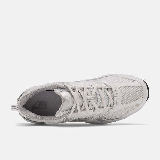 New Balance 530 White Silver Metallic Unisex - top view